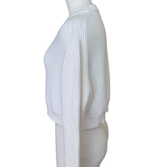 Zara Cropped Long Sleeve White Sweater Women Size Medium - Picture 4 of 10